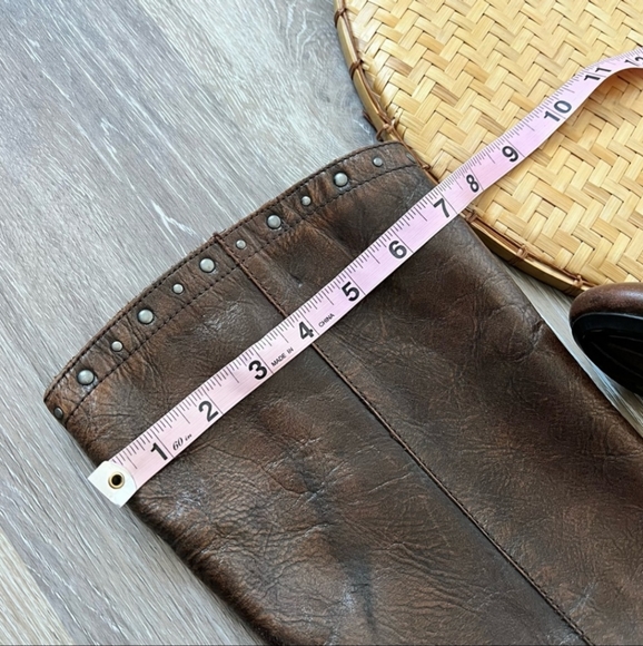 Born Cognac Leather Studded Boots Tall. - Picture 6 of 8